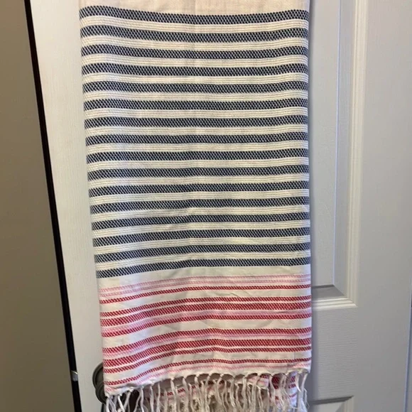 J. Jill Striped Scarf in Red, Blue, and White - Picture 3 of 4
